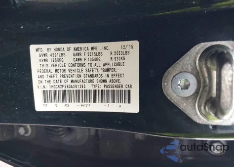 2016 Honda Accord Sport z USA, uszkodzony, nr VIN 1HGCR2F58GA091395